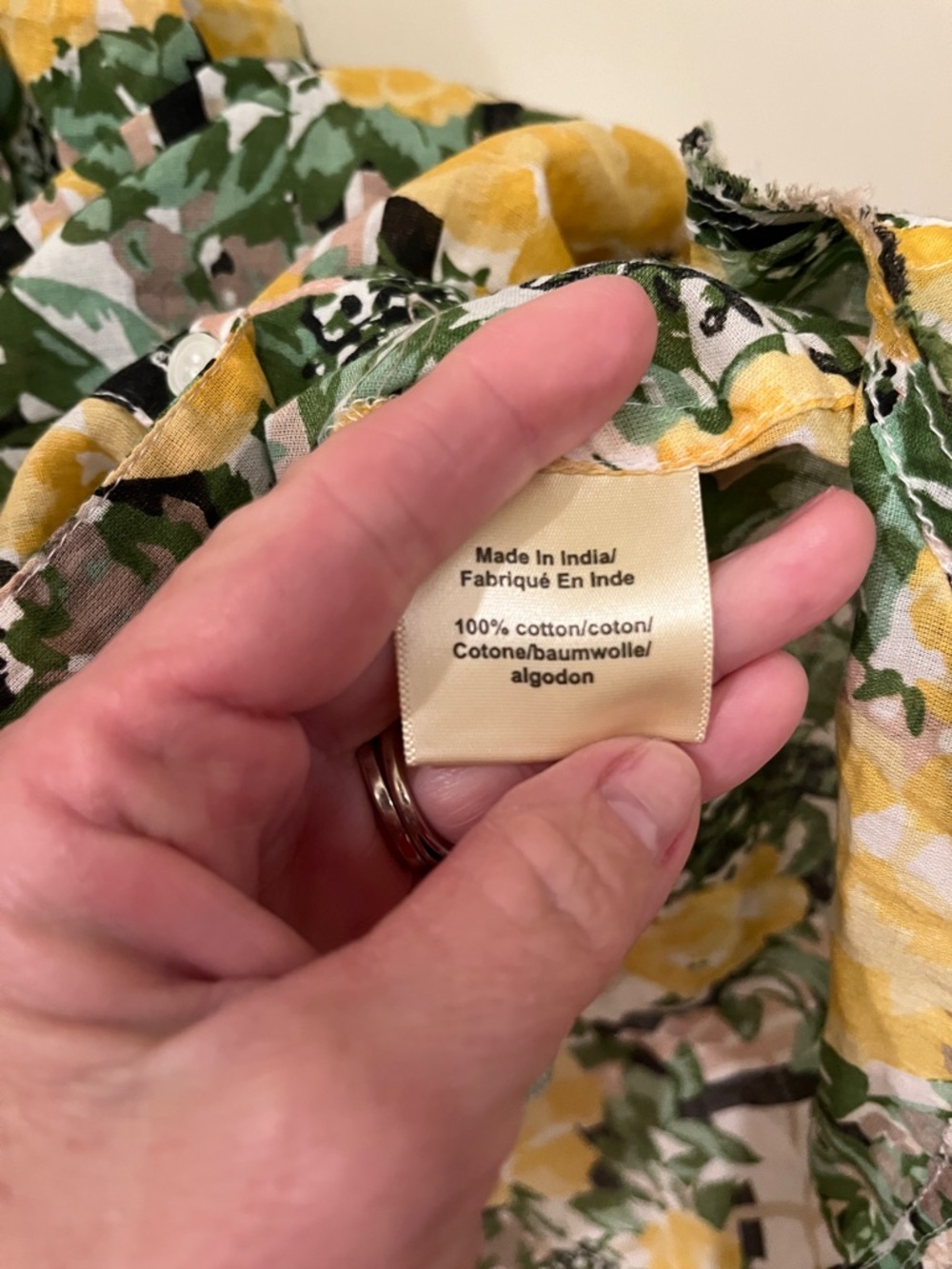 Porridge Sleeveless Yellow Floral Button-Front Mini Dress / Tunic size small - Picture 6 of 8